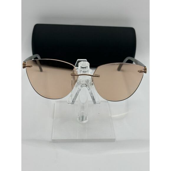 Silhouette Rimless Sunglasses Rose Gold Brown Lens Unisex 50mm main image 9